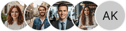 Molteplici avatar di profili di investitori nel blocco di recensioni di trading su Ampia Crescitura